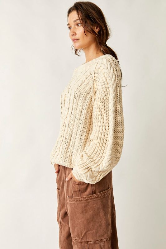 Free People Free People Frankie Cable Sweeater - Ivory