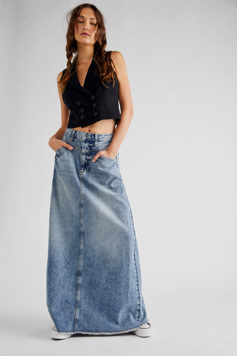 Free People Free People Come As You Are Denim Maxi