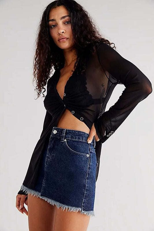 Free People Free People Out Of The Ordinary Denim Mini Skirt