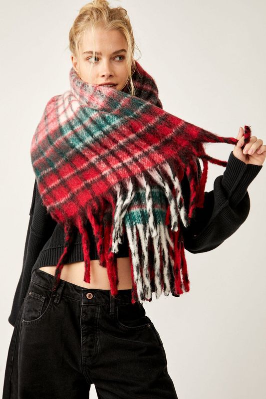 Free People Free People Falling For You Brushed Scarf - Candy Apple