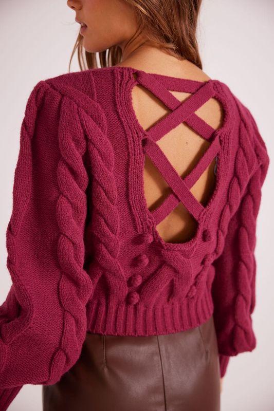 Mink Pink Outerwear Mink Pink Amina bobble Sweater - Magenta