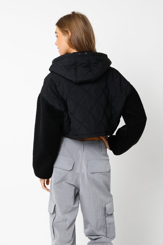 Olivaceous Olivaceous Nellie Quilted Crop Jacket - Black