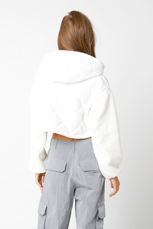 Olivaceous Olivaceous Nellie Quilted Crop Jacket - Cream