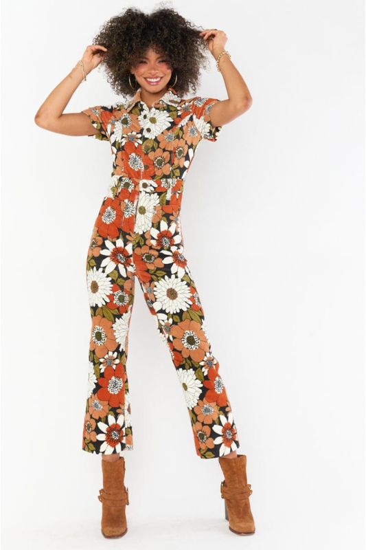 Show Me Your Mumu Jumpsuits & Rompers Show Me Your Mumu Cropped Everhart Jumpsuit - Hutton Floral Corduroy