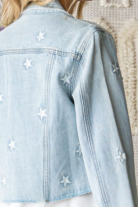 Veveret Veveret Star Embroidery Denim Jacket