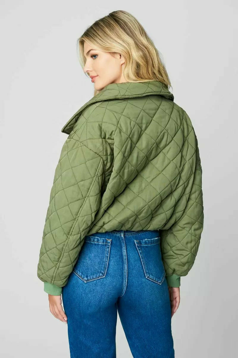 Blank NYC Coats & Jackets Blank NYC Quilted Crop Collar Jacket - Green Signs