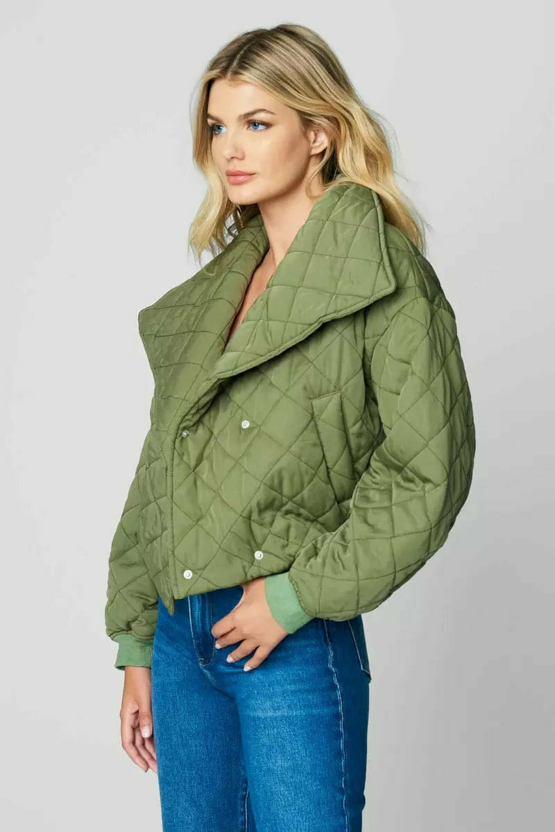 Blank NYC Coats & Jackets Blank NYC Quilted Crop Collar Jacket - Green Signs