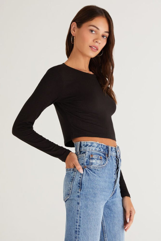 Z Supply Z Supply Gelina Cropped Long Sleeve Top